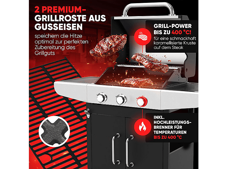Profi Cook PC-GG 1310 3-Brenner Gasgriller B-Ware, Silber (10 kW) - B-Ware — Foto 4 von 5