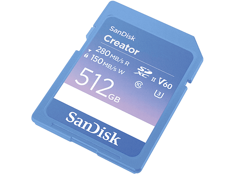 SANDISK Creator SD UHS-II, SDXC Speicherkarte, 512 GB, 280 MB/s