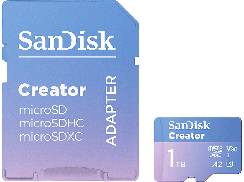 Thumbnail - SANDISK Creator Adapter mit microSD™ UHS-I-Karte, Micro-SDXC Speicherkarte, 1 TB, 190 MB/s