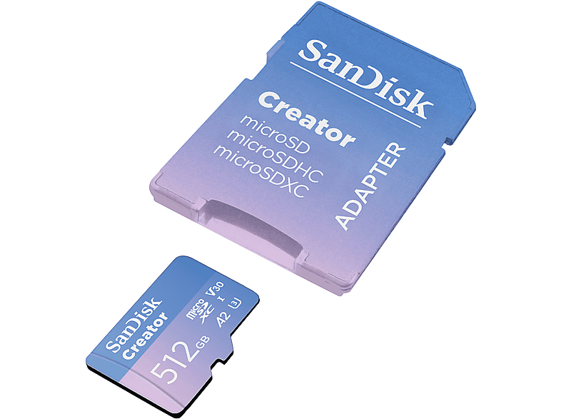 Thumbnail - SANDISK Creator Adapter mit microSD™ UHS-I-Karte, Micro-SDXC Speicherkarte, 512 GB, 190 MB/s