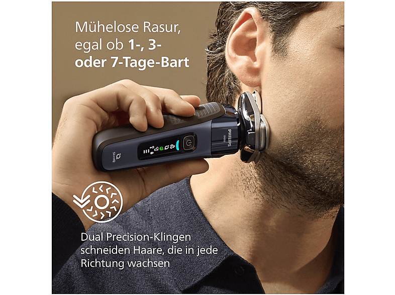Thumbnail - PHILIPS X9003/30 Elektrorasierer i9000 Blau (Triple Action Lift & Cut-Rasiersystem, Dual SteelPrecision Klingen , Reinig...