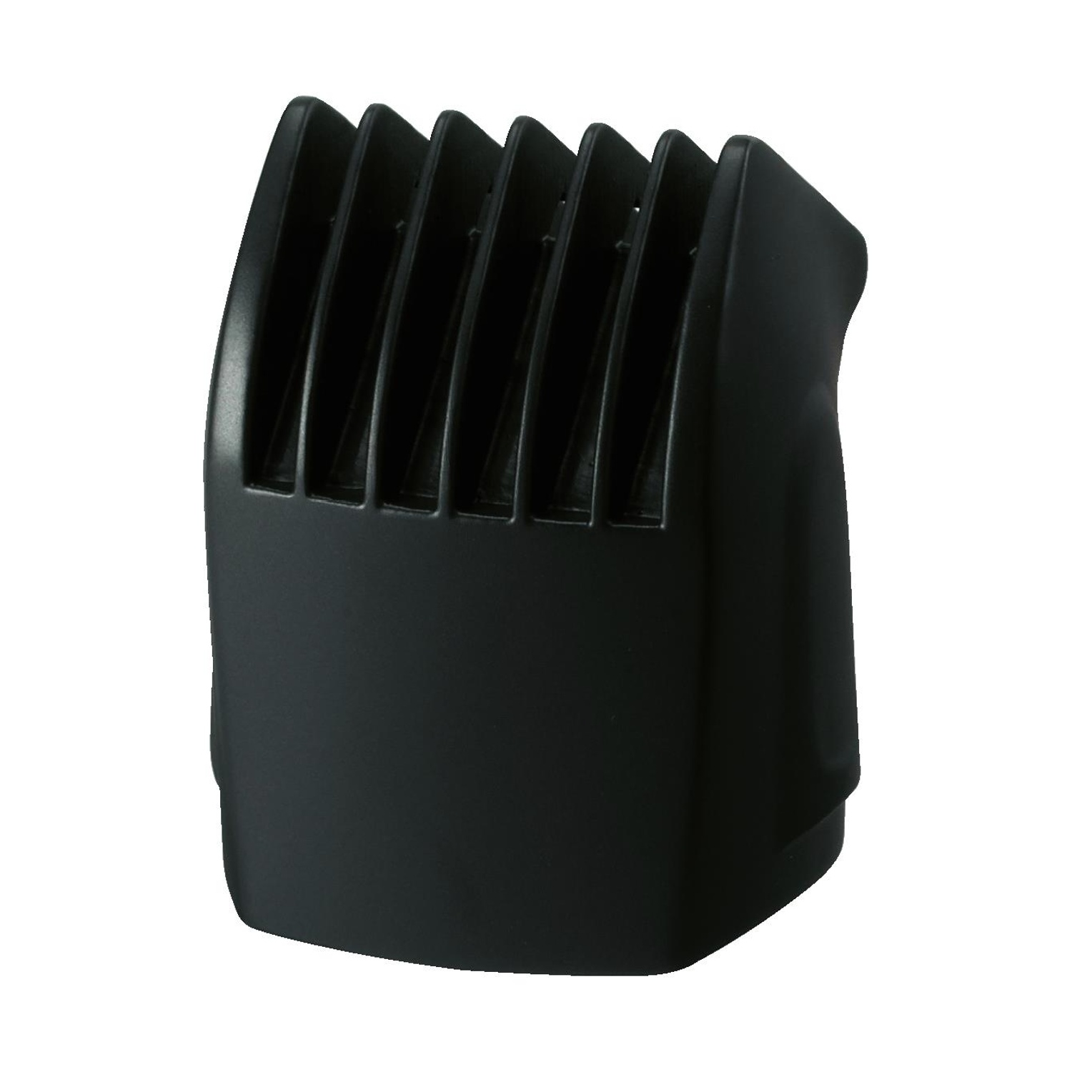 Primo piano di un accessorio nero per tosatrice.