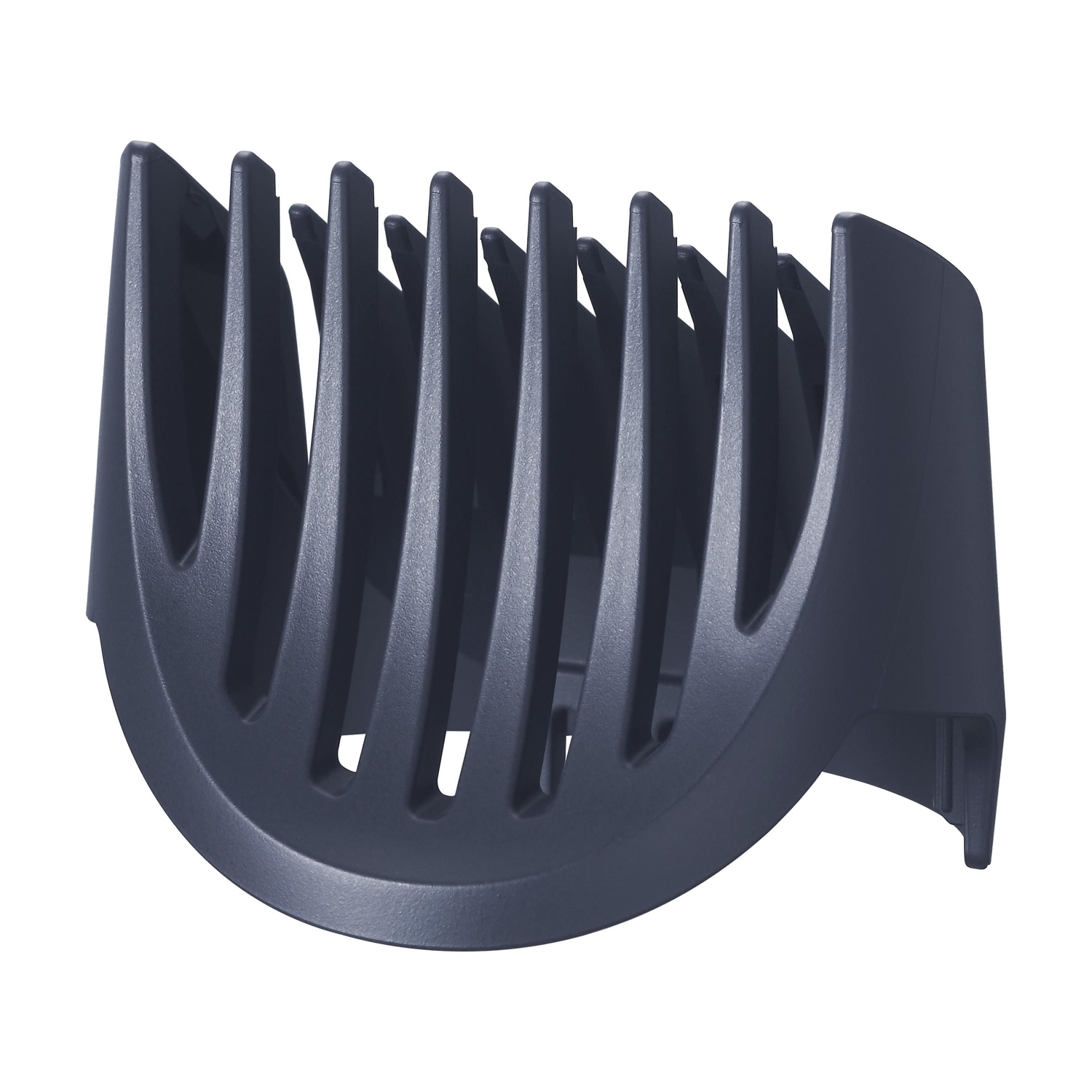 Una protezione per tagliacapelli in plastica blu scuro.