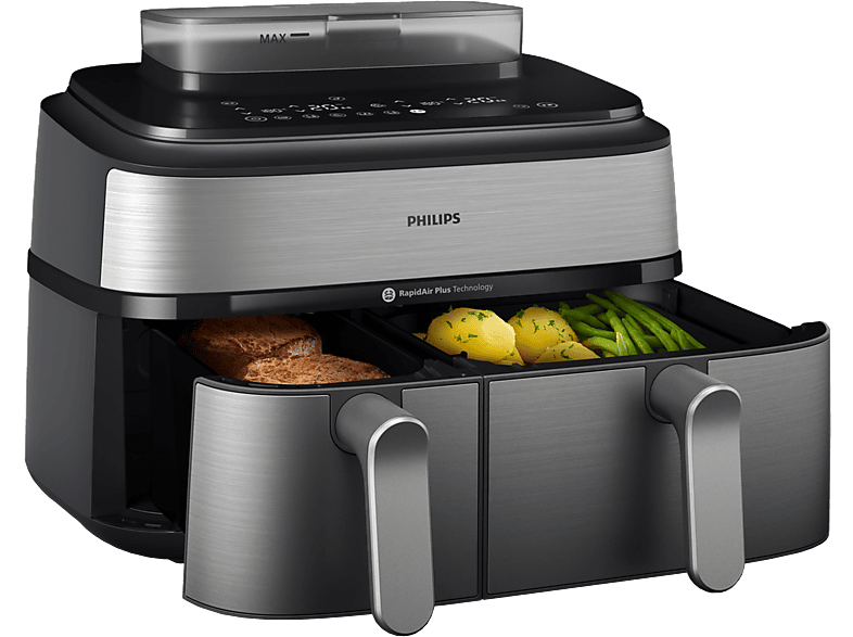 PHILIPS NA555/09 Airfryer, 9 l, mit LED Display, Automatik Programme