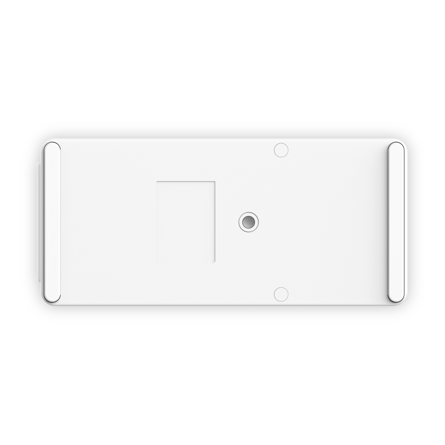 Un smartphone noir avec un écran incurvé, sur fond blanc.