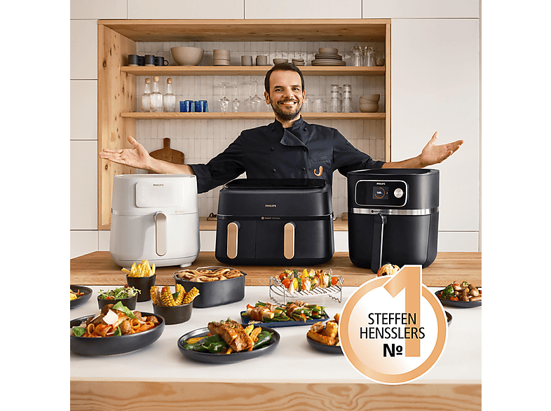 PHILIPS NA353/10 Airfryer 3000 Series Dual Basket 9L Kapazität (3L+6L) Heißluftfritteuse