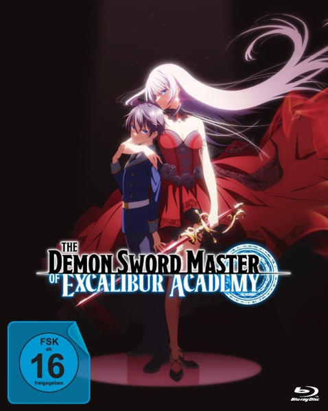 Anime Blu-ray-Cover: Eine Frau im roten Kleid hält ein Schwert. Ein Junge in Uniform steht daneben.
