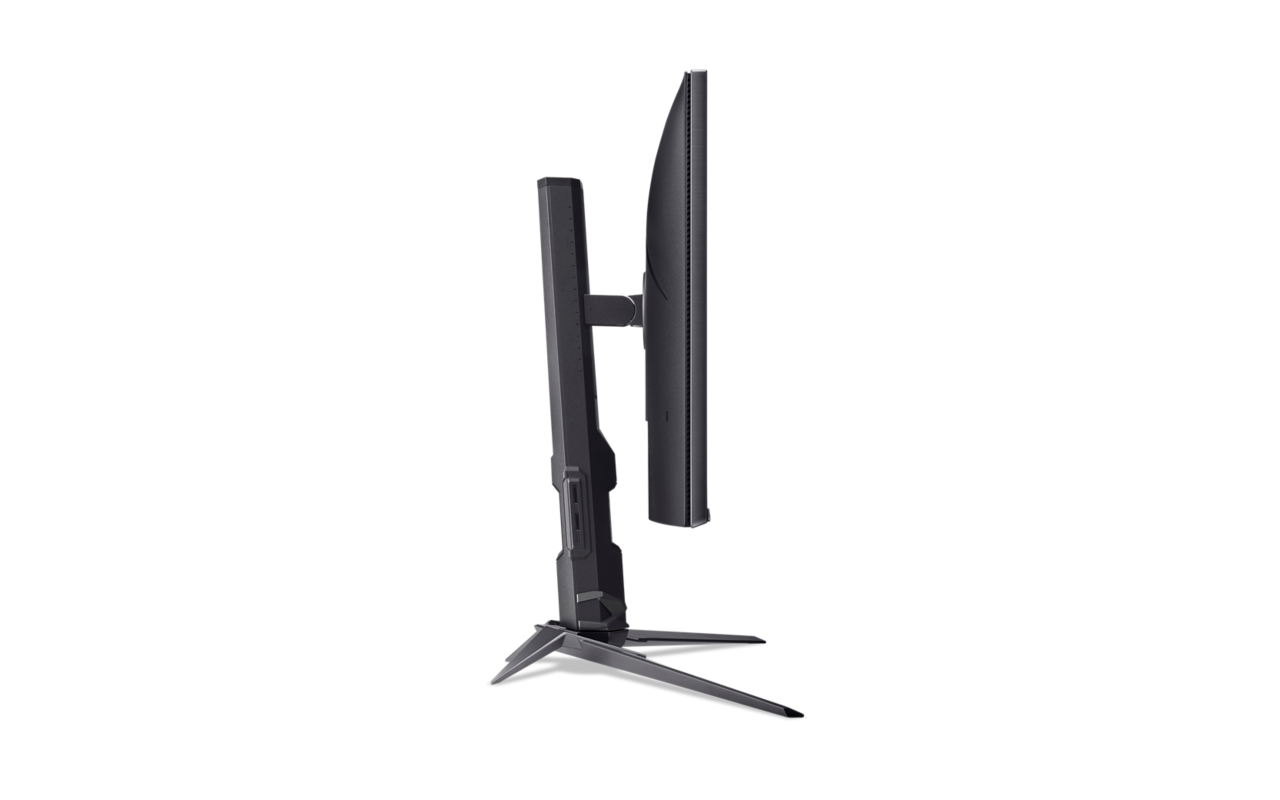 Monitor, oldalsó nézet, szögben, a tartólábat mutatja.