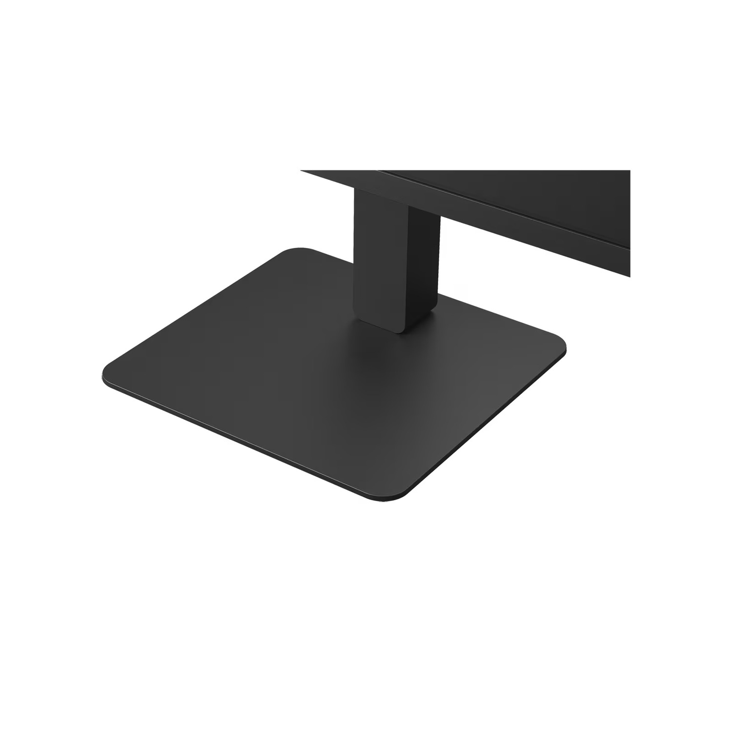 Une base de support carrée noire, avec une poutre de support noire s'étendant vers le haut depuis le centre.