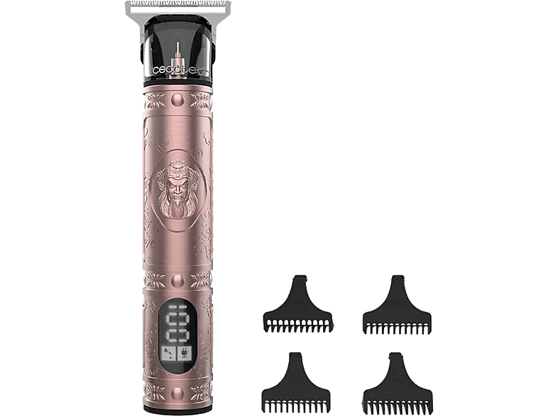 Cortapelos - Cecotec Bamba PrecisionCare Warrior, 120 min Autonomía, Motor potente y silencios, Pantalla LCD, Rosa Gold