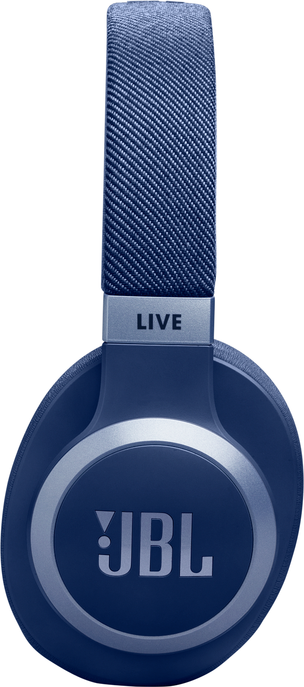Casque JBL bleu avec une bande argentée indiquant 'LIVE'.