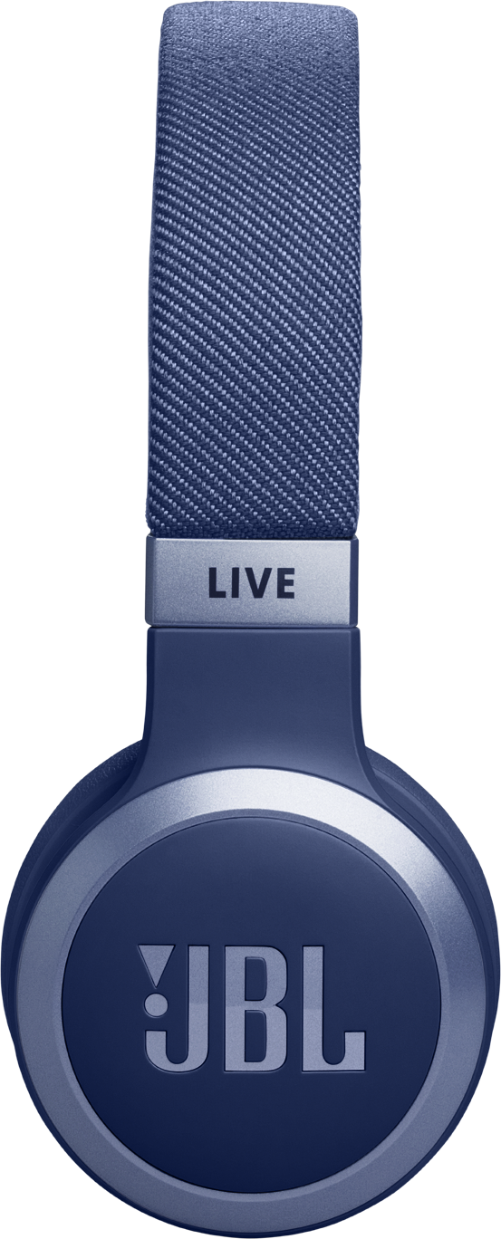 Casque JBL Live bleu et argent.