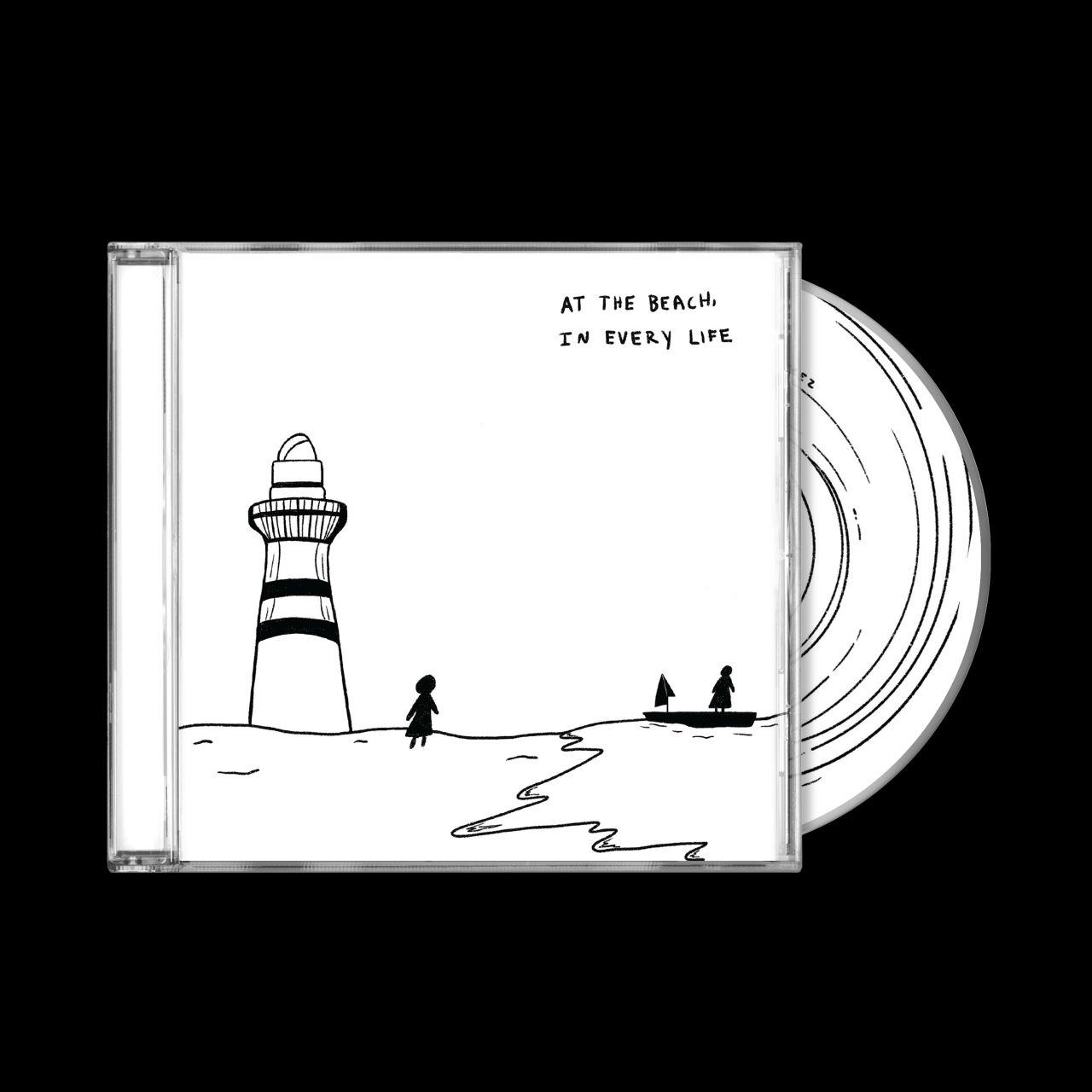Ein CD-Case mit einem Leuchtturm und Figuren auf dem Cover, mit einer CD.