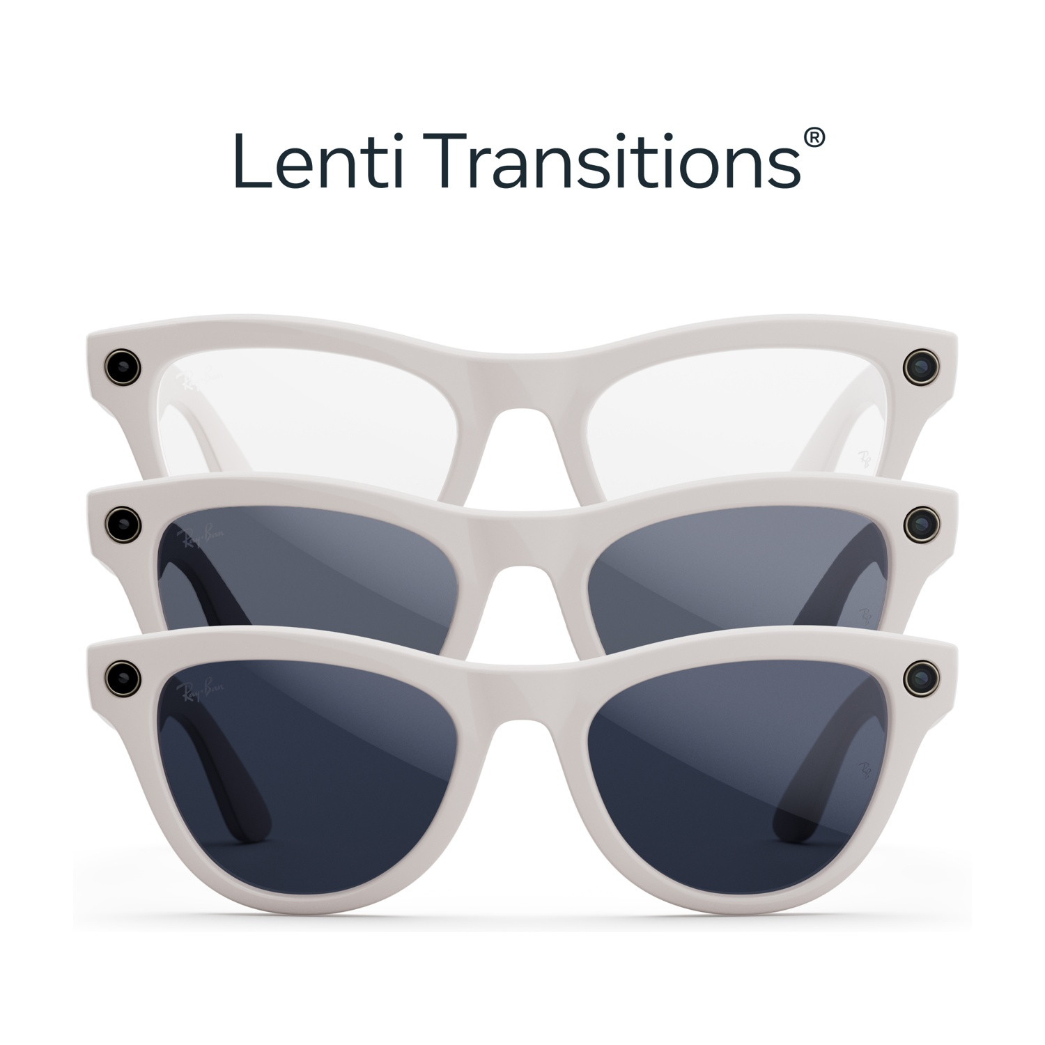 Tre paia di occhiali da sole Lenti Transitions bianchi.