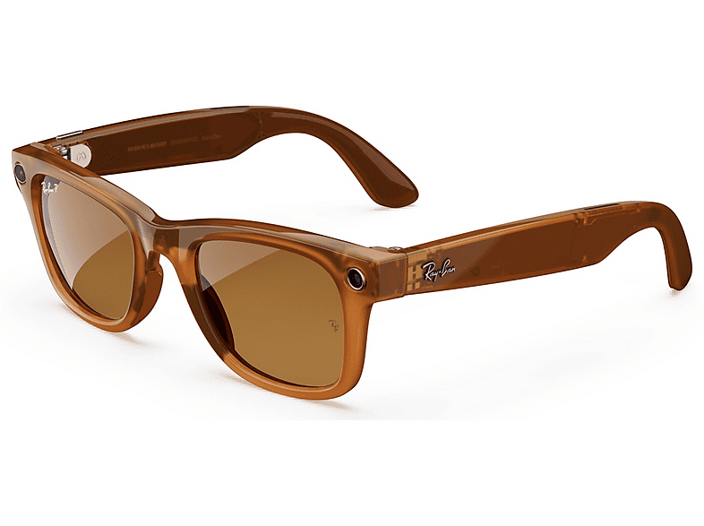 Image of Ray-Ban Meta Wayfarer, Caramello trasparente lucido, Marroni polarizzate