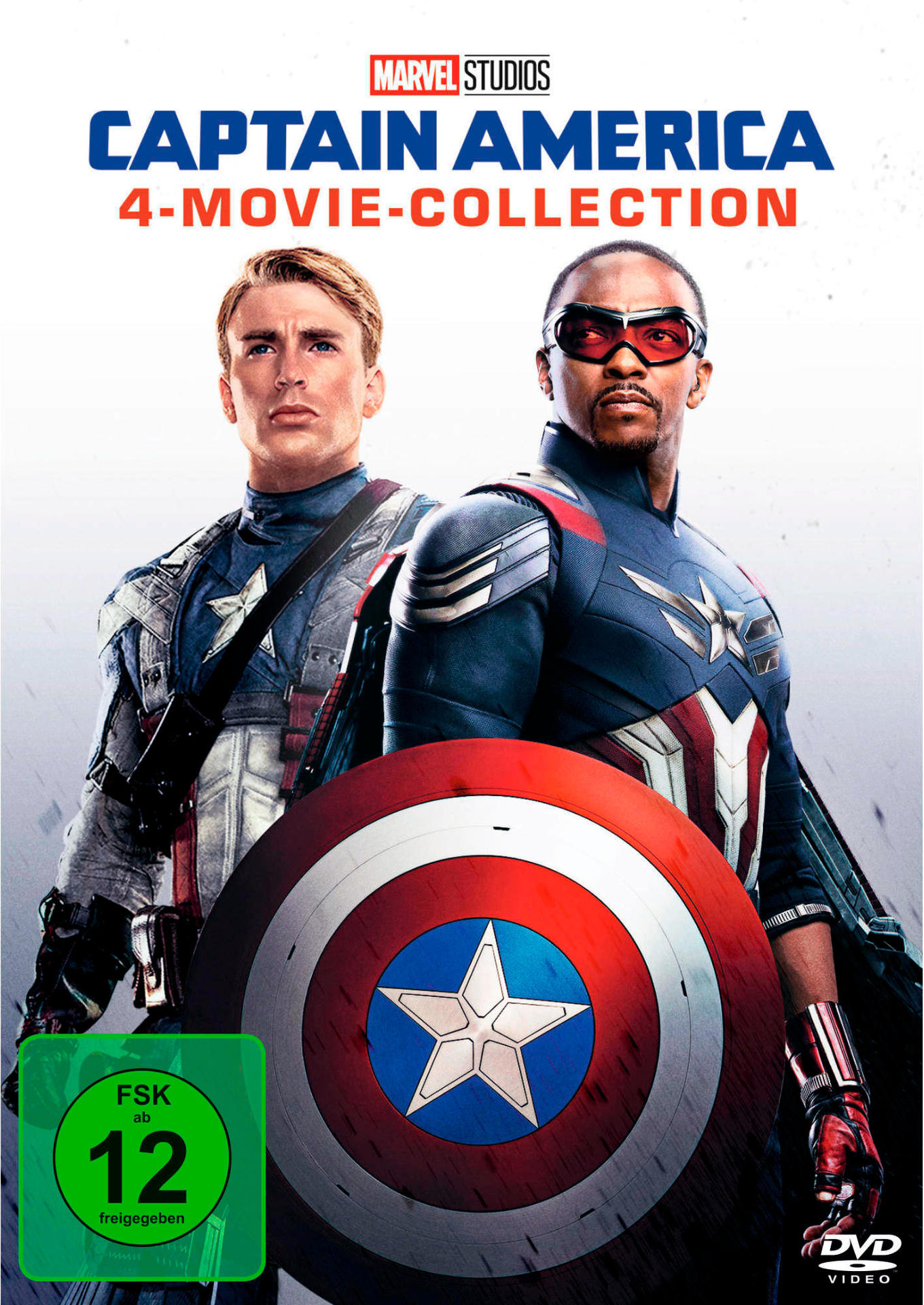 DVD-Cover: Captain America und Falcon stehen vor einem Schild.