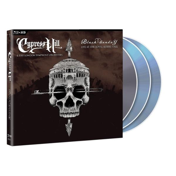 Cypress Hill album. A skull with a building on top. Two CDs are visible.