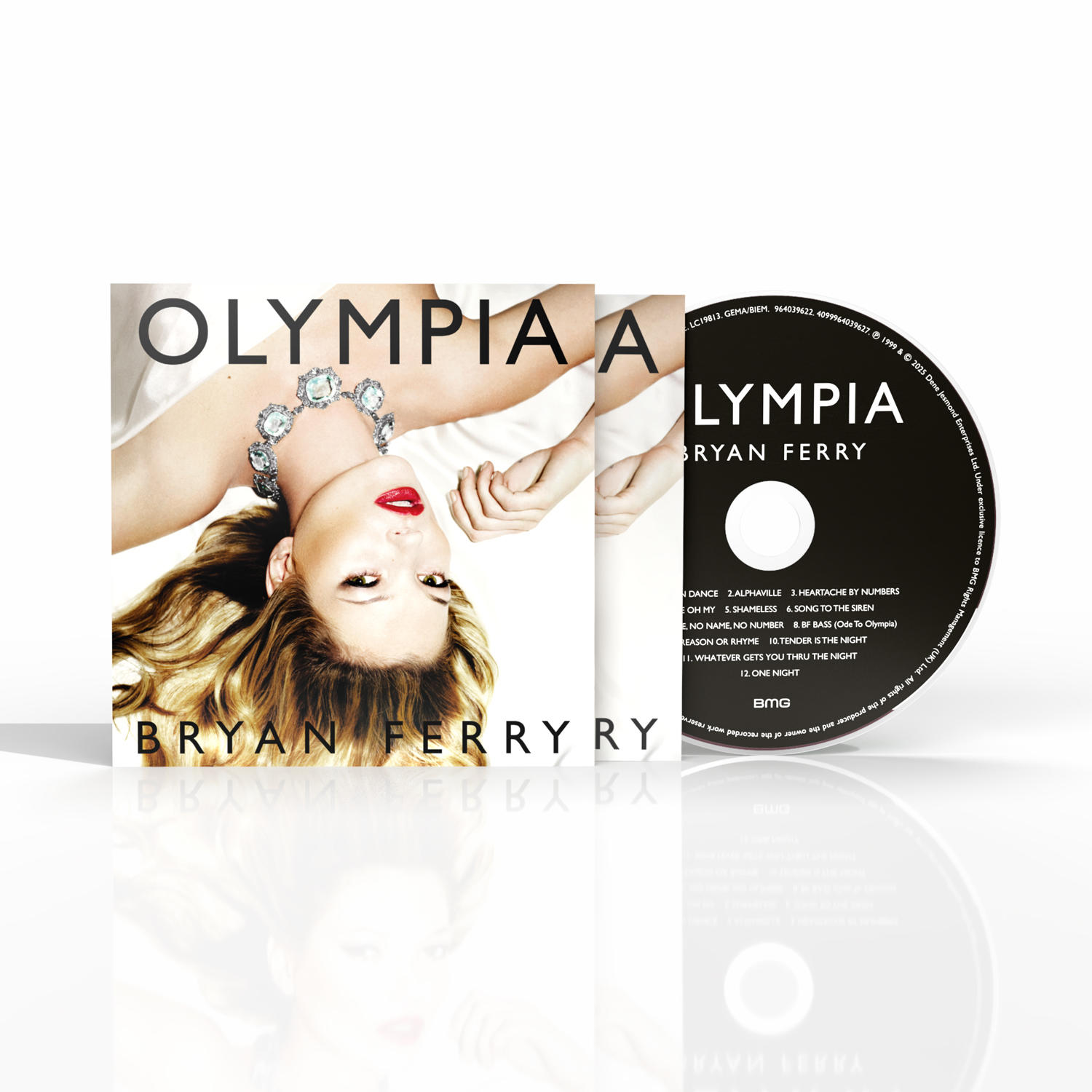 CD-Cover: Bryan Ferrys 'Olympia'-Album. Frauenbild, Juwelen. CD rechts.