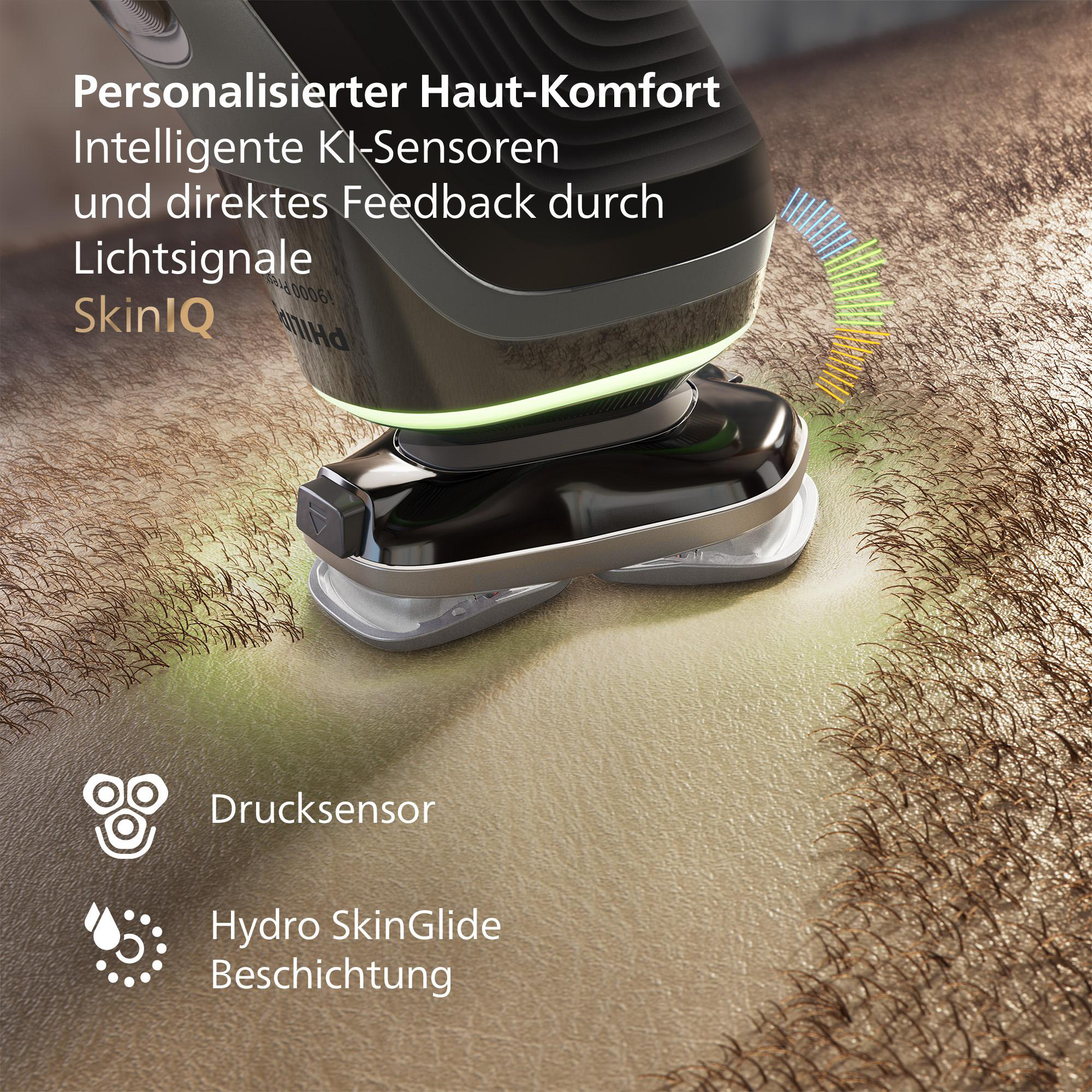 Ein Mann rasiert sich mit einem Elektrorasierer das Gesicht, Nahaufnahme.