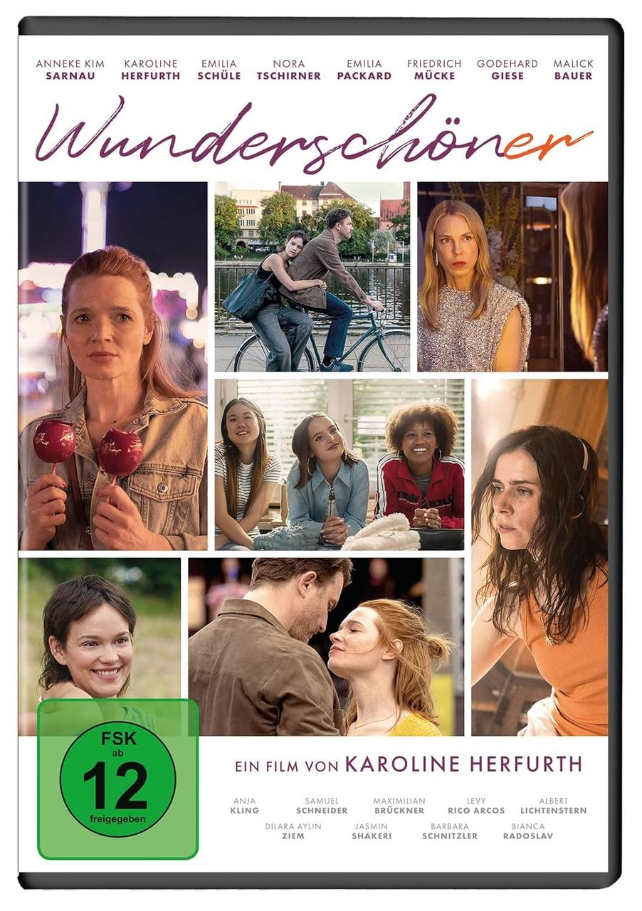 DVD-Cover mit einer Collage von Szenen aus einem Film. Text auf Deutsch, mit dem Titel 'Wunderschöner'.
