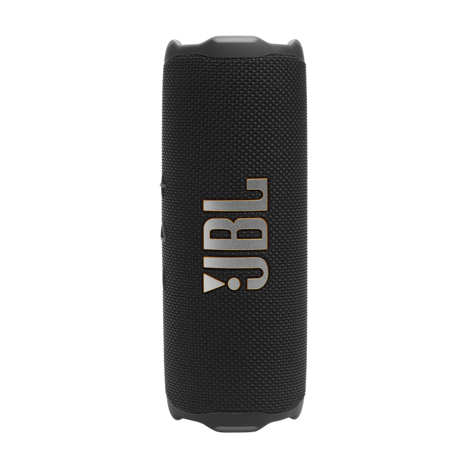 Altavoz JBL negro con el logotipo de JBL sobre fondo negro.