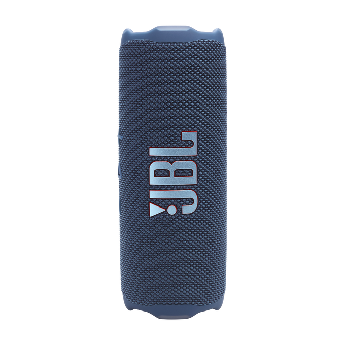Un altavoz JBL azul con el logotipo de JBL.