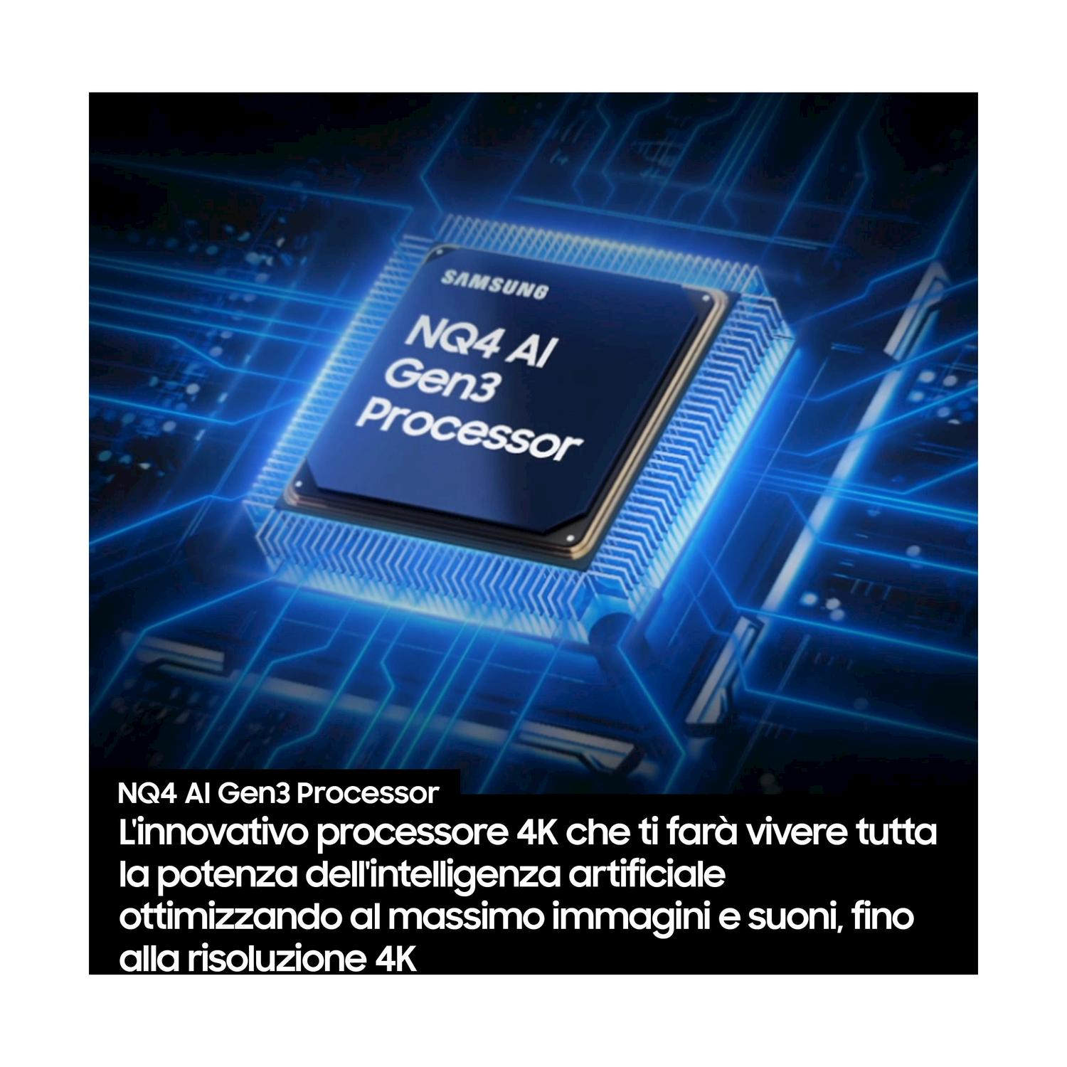 Primo piano di un circuito del processore Samsung NQ4 AI Gen3.