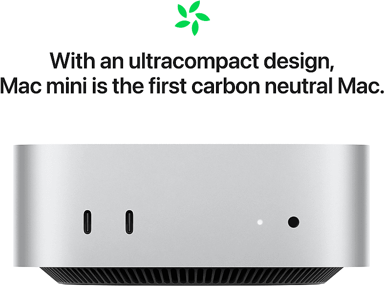 APPLE MU9E3D/A Mac mini, APPLE M4 Chip (10‑Core CPU mit 4 Performance-Kernen und 6 Effizienz-Kernen, 10-Core GPU), 16 GB RAM, 512 GB SSD, M4, macOS, Silber — Foto 4 von 5