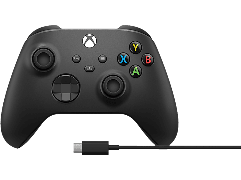 MICROSOFT Xbox Wireless Controller + USB-C Kabel Carbon Black für Xbox Series X, Xbox Series S, Xbox One, PC, Android, iOS