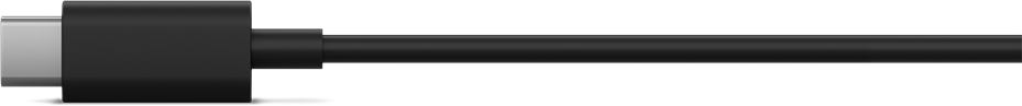 Ein schwarzes USB-C-Kabel mit einem silbernen USB-C-Anschluss.