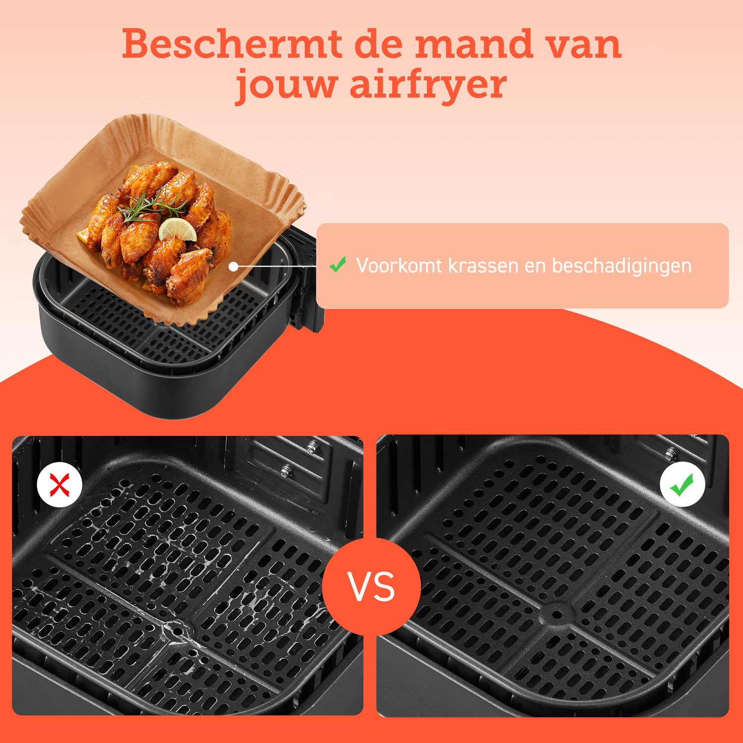 Air fryer with paper and a comparison of clean versus dirty air fryer.