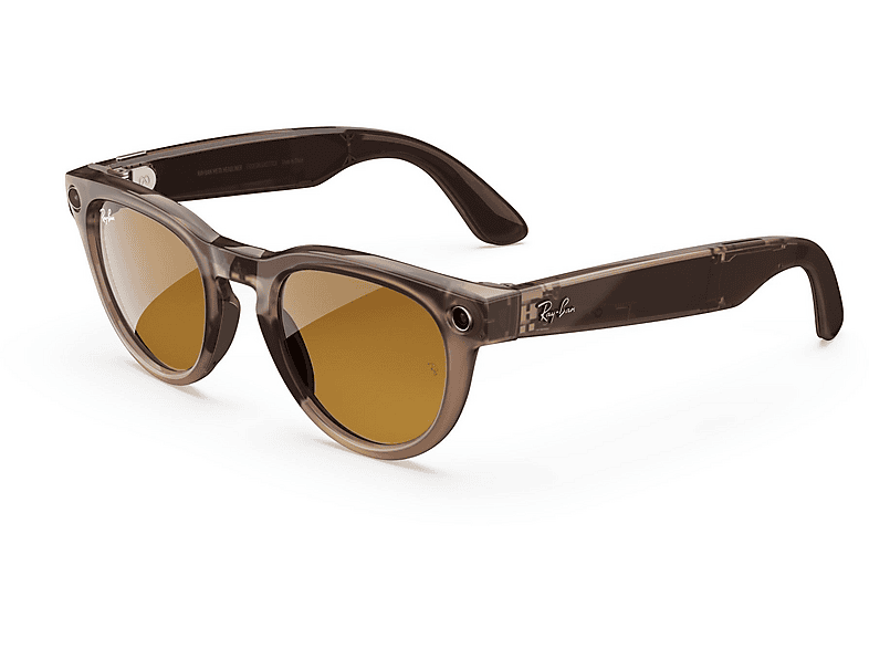 Ray-Ban Meta Headliner warmes Steingrau glänzend, selbsttönend, Klar - Safrangelb , AI Glasses