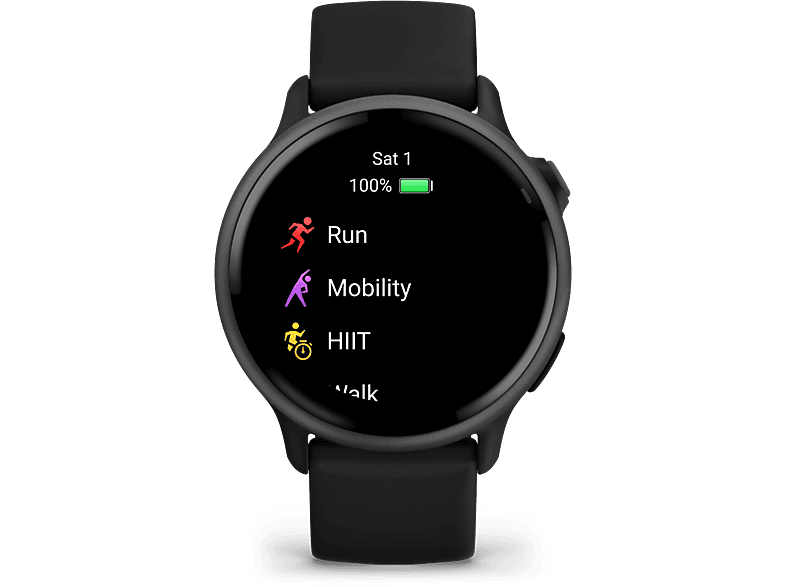 Reloj deportivo - Garmin vívoactive® 6, Negro, Silicona, 20mm, 8 GB, 1.2" AMOLED, Autonomía hasta 11 días