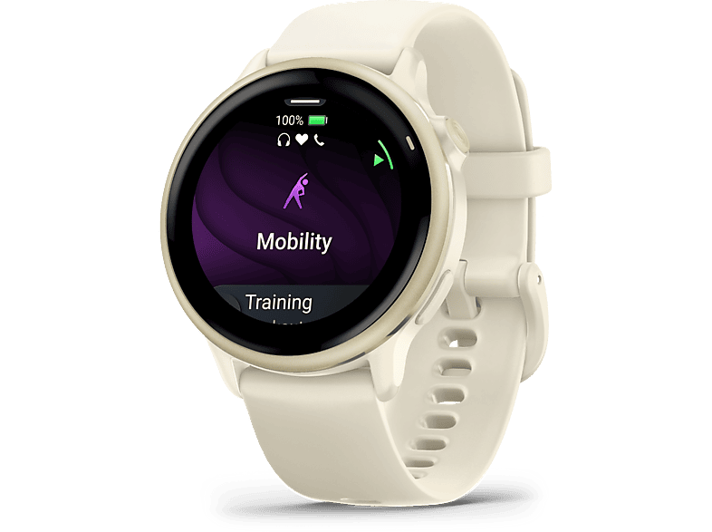 Reloj deportivo - Garmin vívoactive® 6, Blanco, Silicona, 20mm, 8 GB, 1.2" AMOLED, Autonomía hasta 11 días