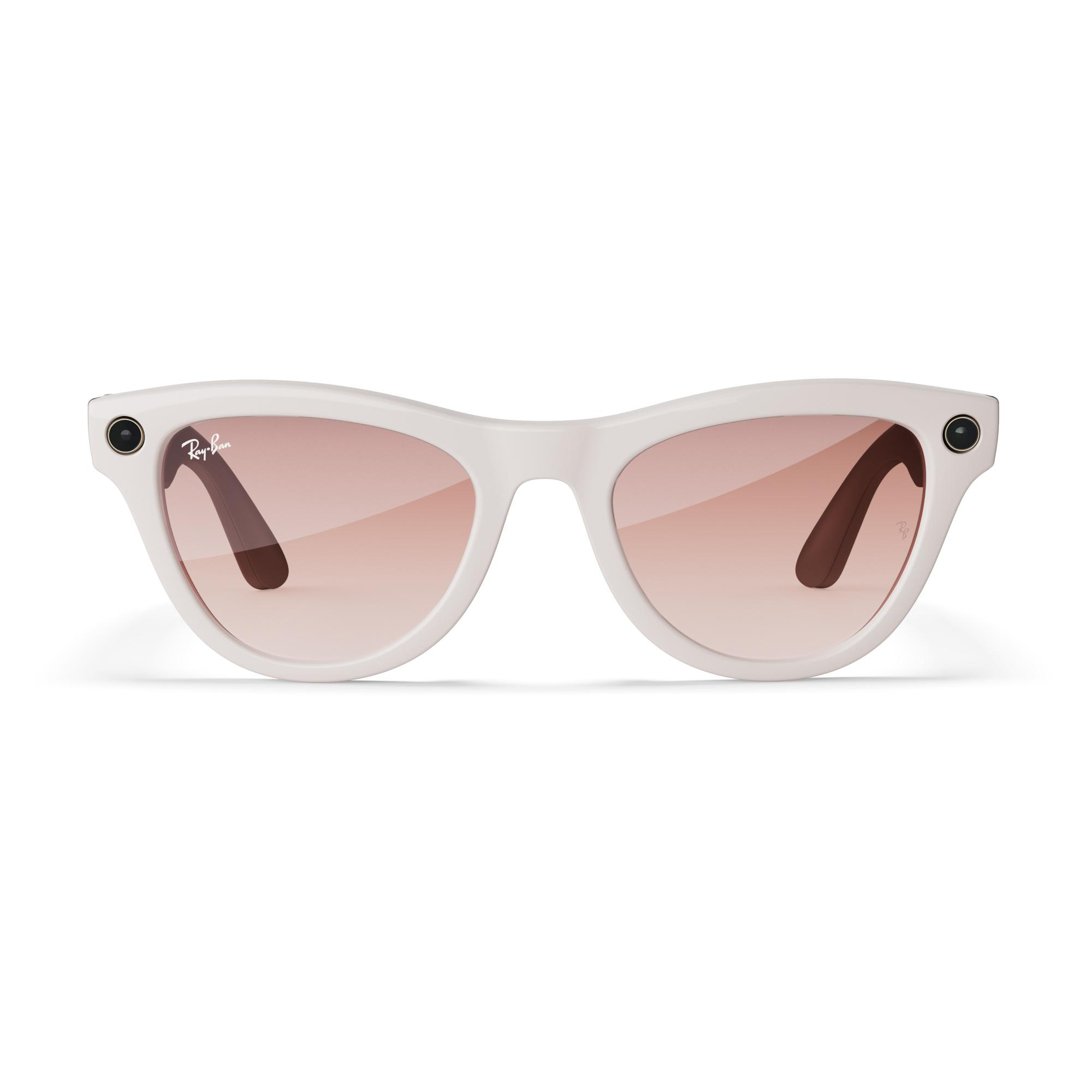 Weiße Ray-Ban Sonnenbrille mit braunen Verlaufsgläsern.