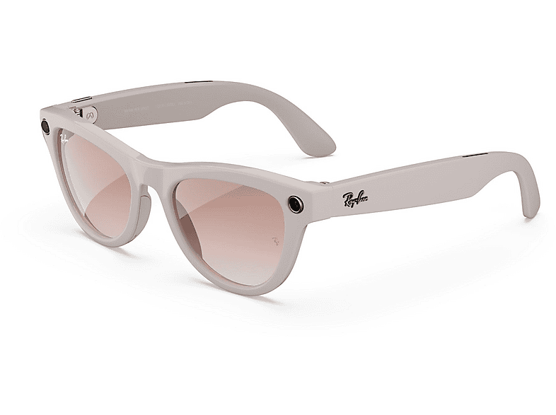 Ray-Ban Meta Skyler, glänzend Kreidegrau, Zimt-Rose, AI Glasses