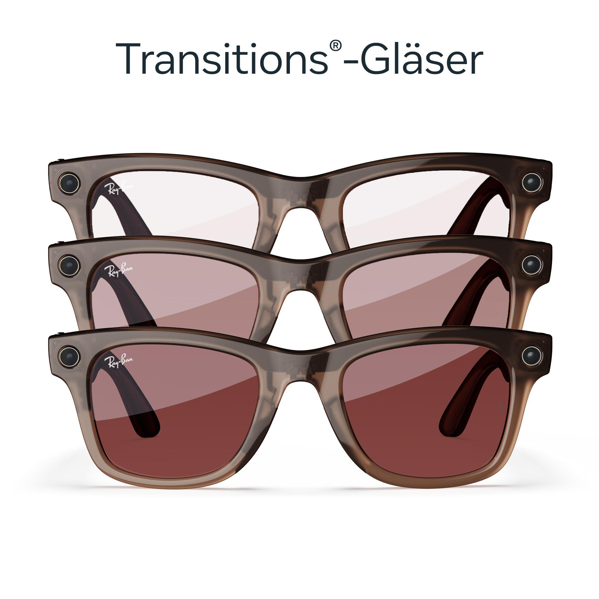 Drei Paar Ray-Ban Transitions-Gläser, verschiedene Glastönungen.