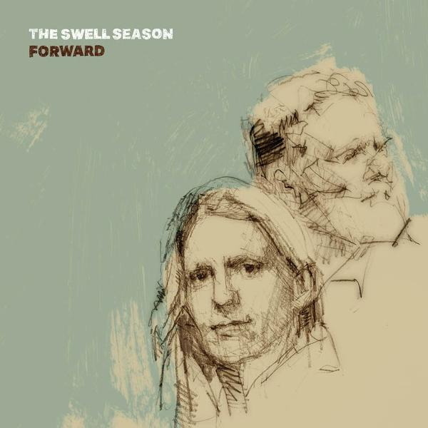 Albumcover mit zwei skizzierten Gesichtern, einem Mann und einer Frau, auf hellblauem Hintergrund.