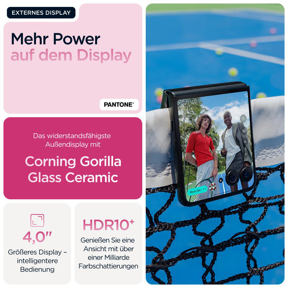 Ein Telefon, das ein Bild anzeigt, mit einem Netz im Hintergrund, Text und einer Person, die das Telefon hält.