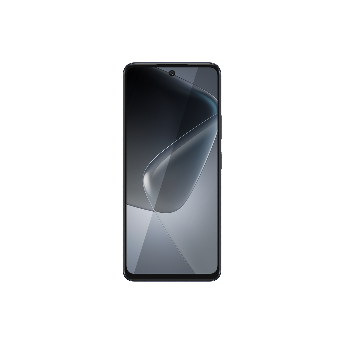 Siyah bir arka plan üzerinde kıvrımlı ekrana sahip siyah bir akıllı telefon.