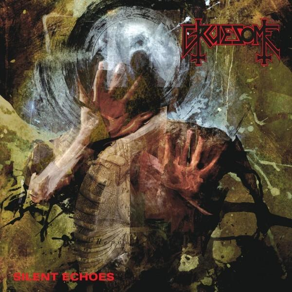 Albumcover mit Figur, die ihr Gesicht bedeckt, rote Hände, vor dunklem, strukturiertem Hintergrund.