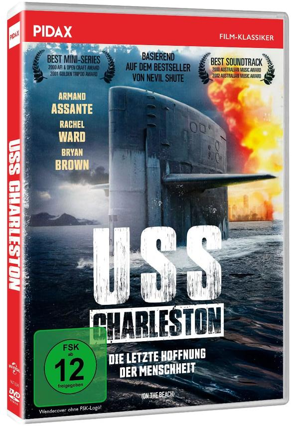 DVD-Hülle für den Film "USS Charleston" mit einem U-Boot und einer Ozeanszene.