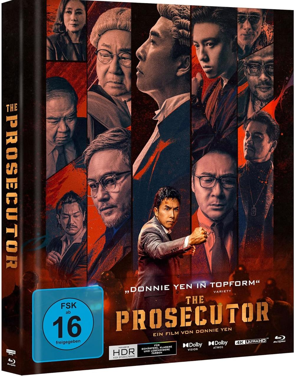 Das Prosecutor DVD-Cover. Zeigt eine Gruppe von Personen, Gesichter im Hintergrund. FSK 16 Bewertung.