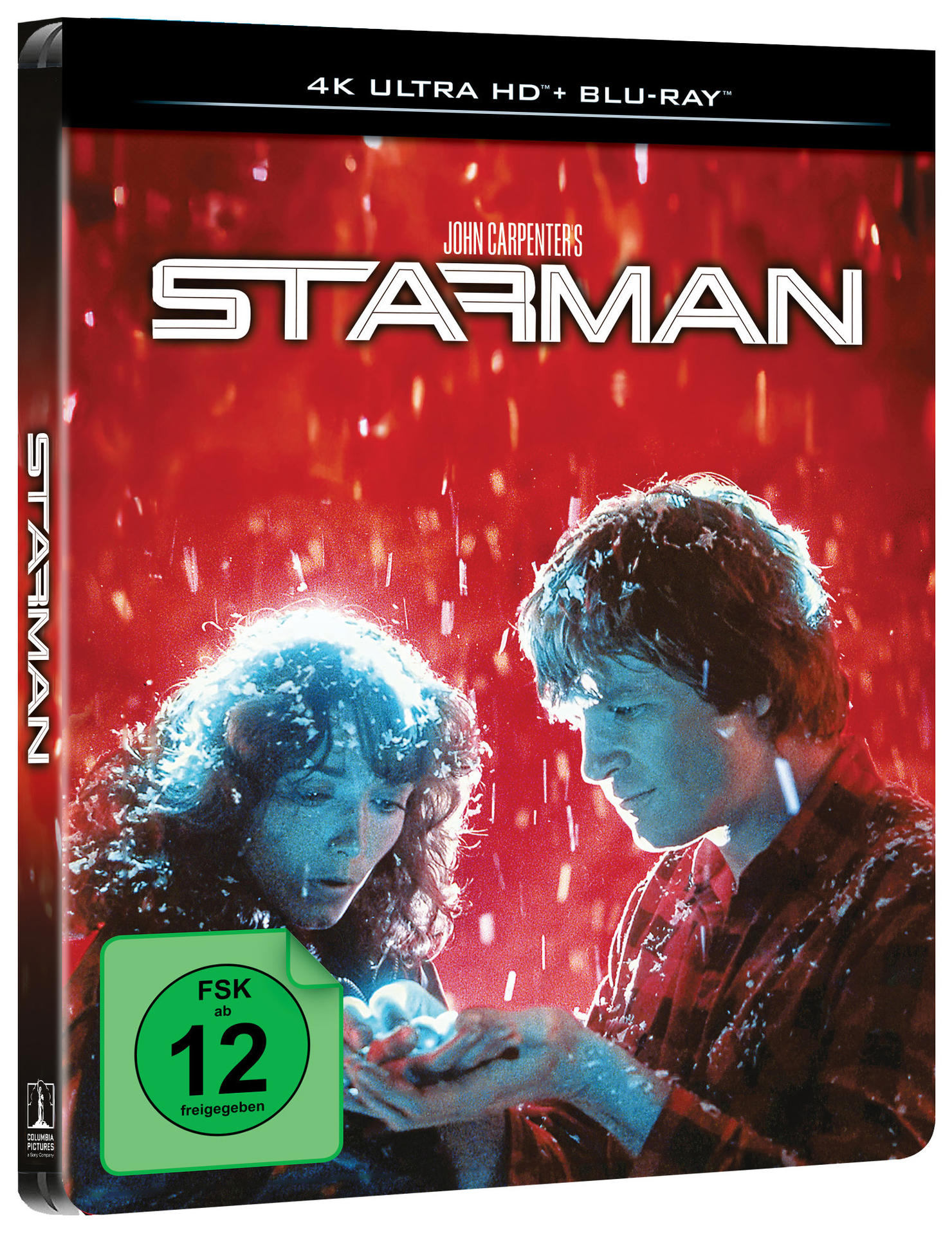 Filmcover mit Paar, Schnee und Text. Blu-ray Disc.