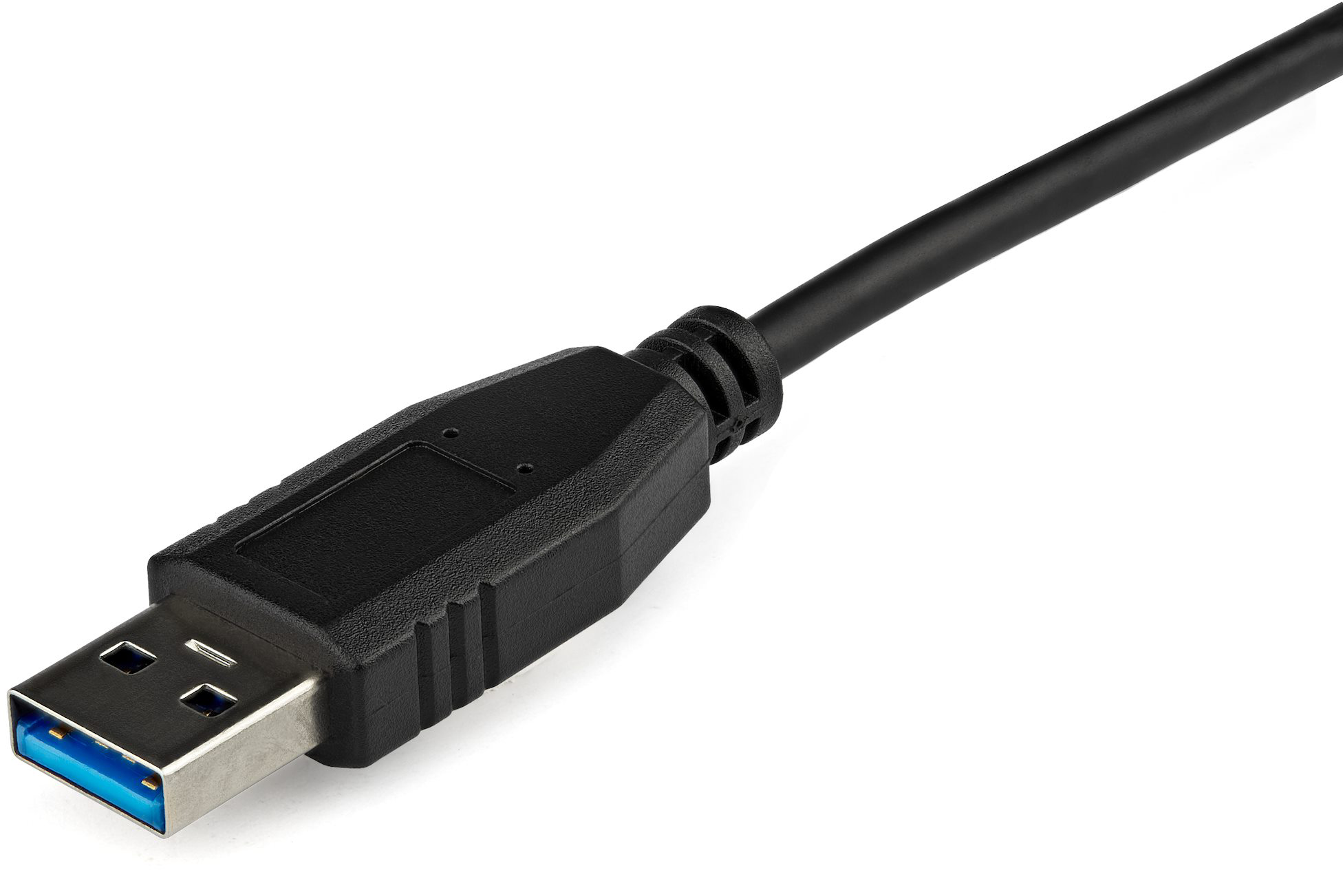 Fekete USB kábel kék hegyű csatlakozóval.