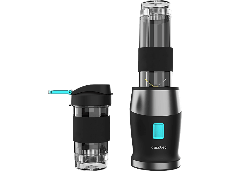 Batidora de vaso - Cecotec Power Titanium 900 ProGo, 900W, 2 vasos portátiles 570 ml, 4 cuchillas titanio, Asa silicona, Pica hielo, Negro