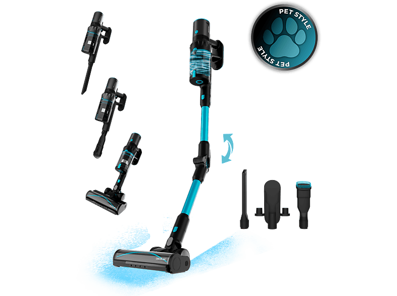 Cecotec ROCKSTAR 3500 Storm Pet Flex, 500 W, 70 min, Cepillo Hairless antienredos, Negro