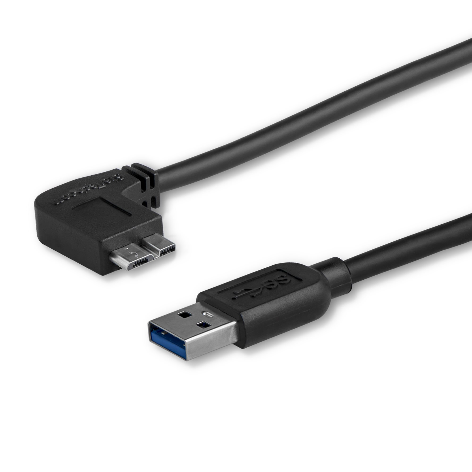 STARTECH.COM USB-A 3.0 - Micro-B összekötő kábel, balos, 2 méter, fekete (USB3AU2MLS)