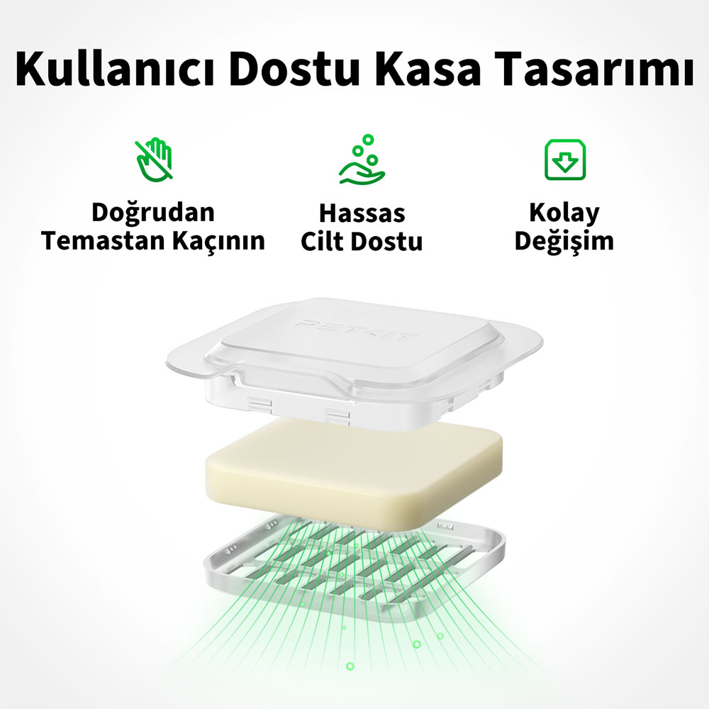 Kolay temizlenebilir tasarıma sahip, evcil hayvan ürünü patlatılmış görünümü.