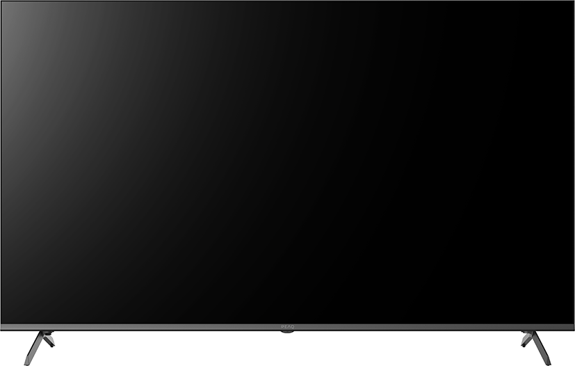 Nagy fekete TV állvánnyal fehér háttérrel.
